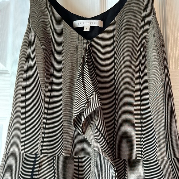 Brian Reyes Silk Striped Open Back Ruffle Tank Top Size 4 made in USA - Picture 5 of 13